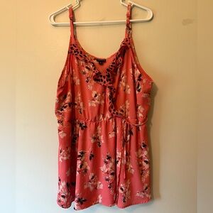 Torrid Pink Coral Floral Women's Tank Top, Size 3X
